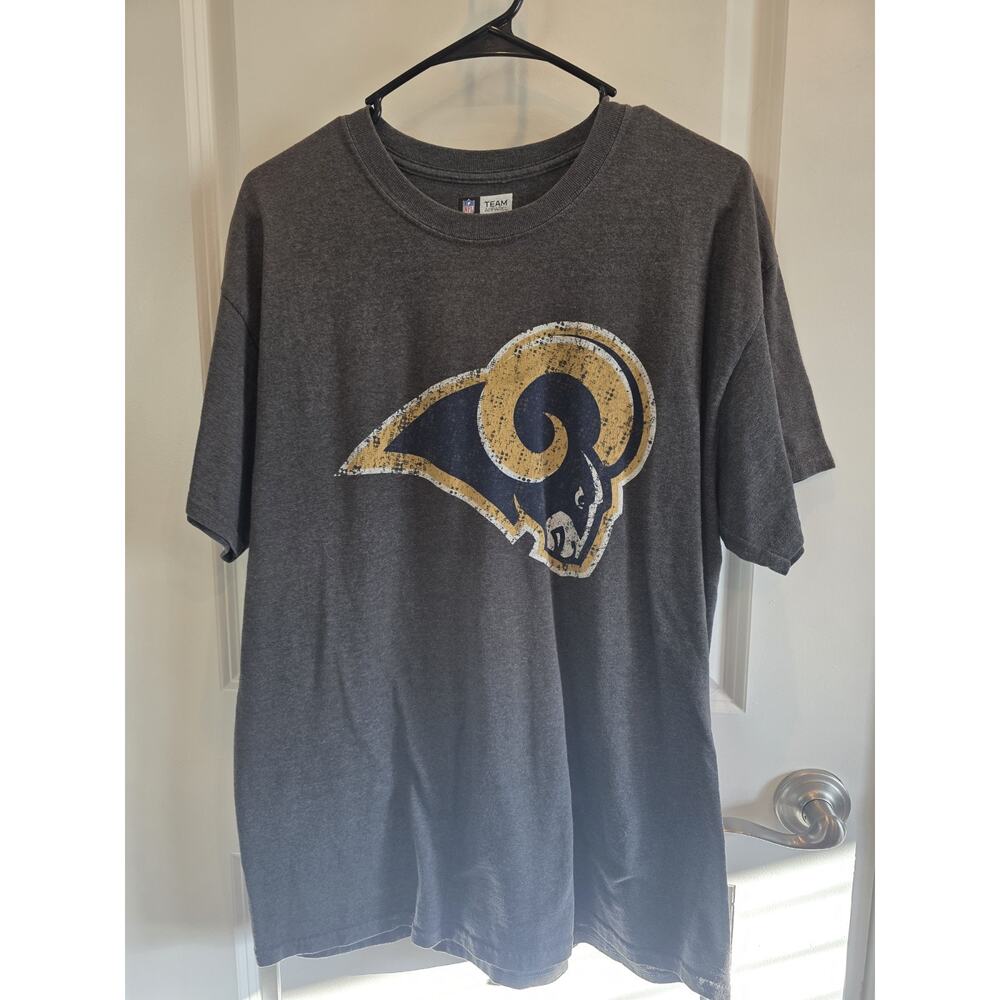 nfl team apparel Los Angeles RAMS MENS L GRAY T-Shirt